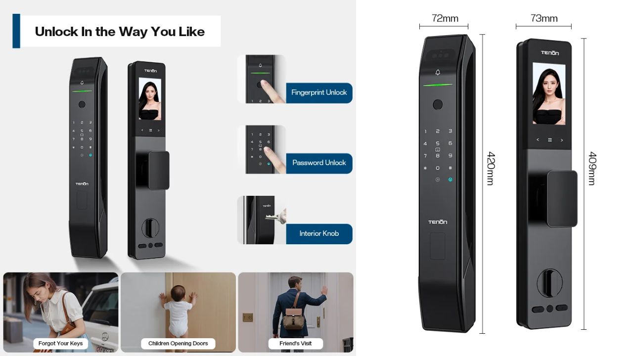 Tenon D2 Pro Face Fingerprint Smart Door Lock: High-Tech Home Protection